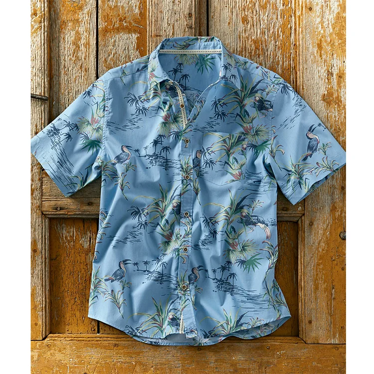Men's multicolor lattice pattern cotton linen shirt