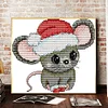 Santa Hat Mouse - 14CT Stamped Cross Stitch 16*15cm/6.3*5.91in(Brand)