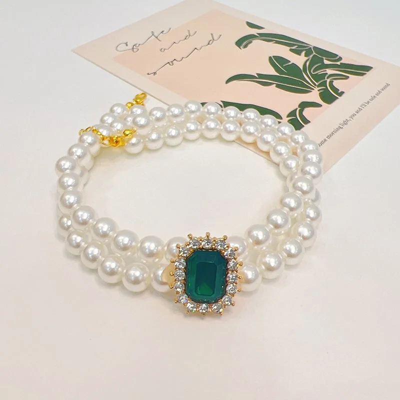Cat Dog Pearl Necklace Collar 