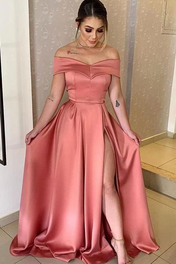 Women’s Midi Dress - Off-Shoulder Split Prom Dress main image 0
