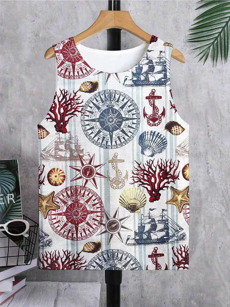 Men's Shell Coral Graphic Print Hawaii Tank Top