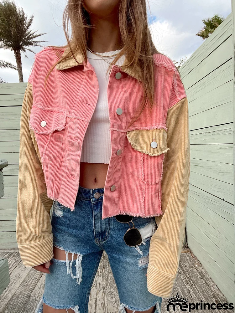 So Rad Colorblock Pink Corduroy Jacket