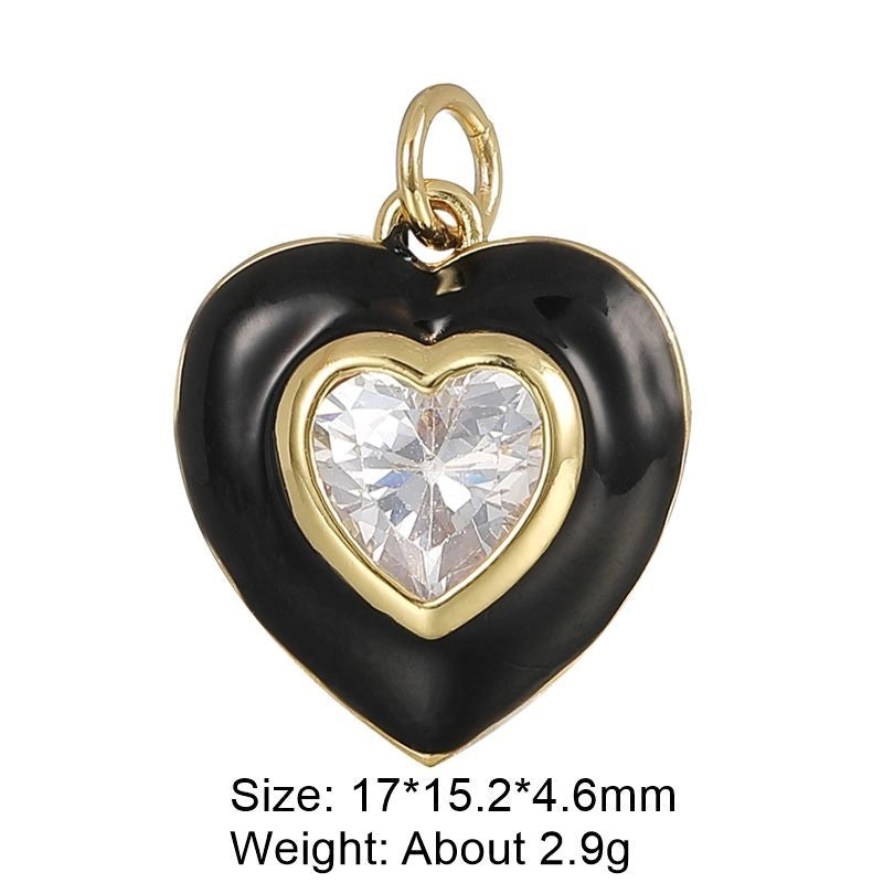 1 Piece 29 * 16mm Copper Artificial Gemstones Heart Shape Jewelry Accessories Pendant Chain