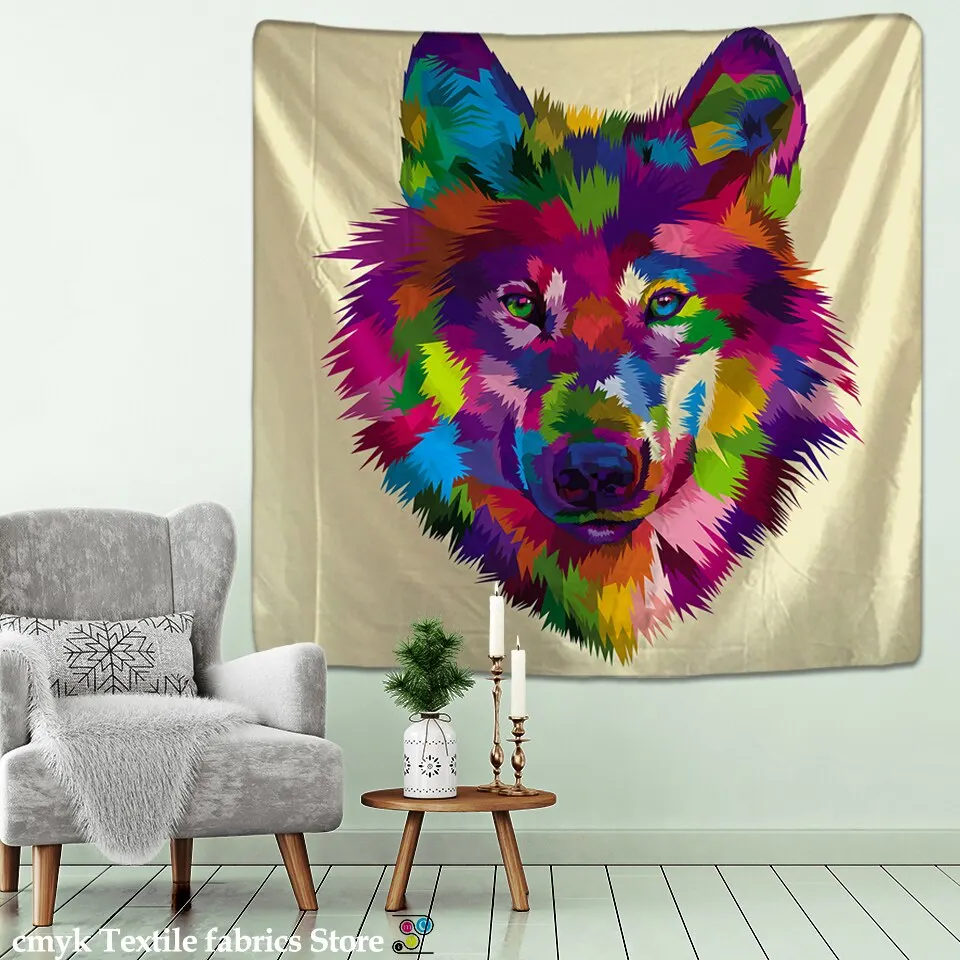 lion tapestry printed oil painting art tapestry psychedelic animal Cartoonwall hanging beach towelHanging Kids Room Decor