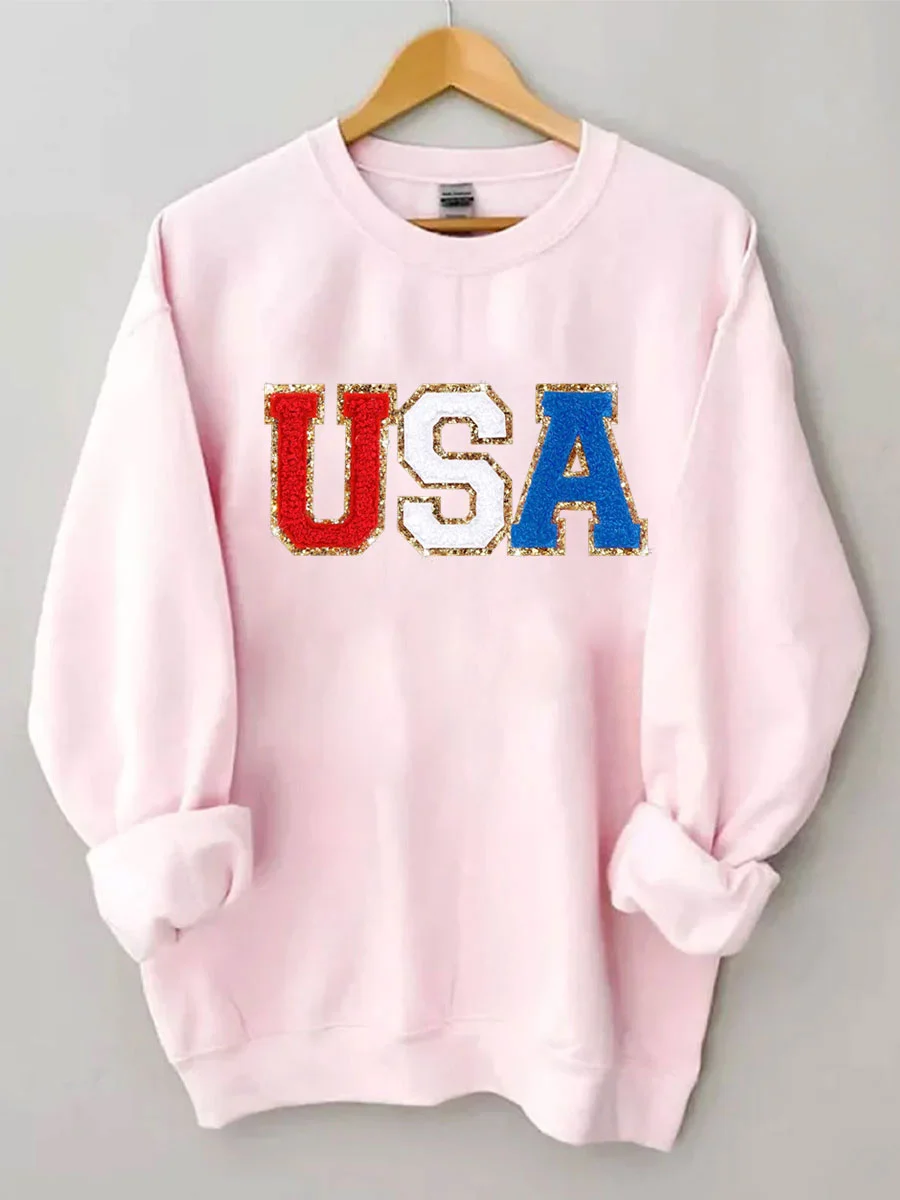 Chenille Patch USA Sweatshirt