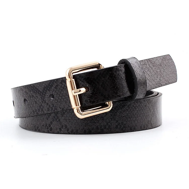Vintage PU Leather Snake Pattern Buckle Belt