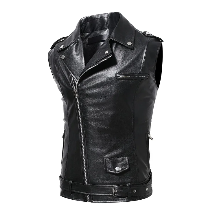 Genuine Leather Vest with Pockets