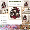 Halloween Full 11CT 3 Strands Stamped Needlework Embroidery Kit 17.71x17.71inch Embroidery Needlepoint Starter Kits Cross Stitch Art and Crafts Kits for Beginners Adults Home Decor tapestrymarket