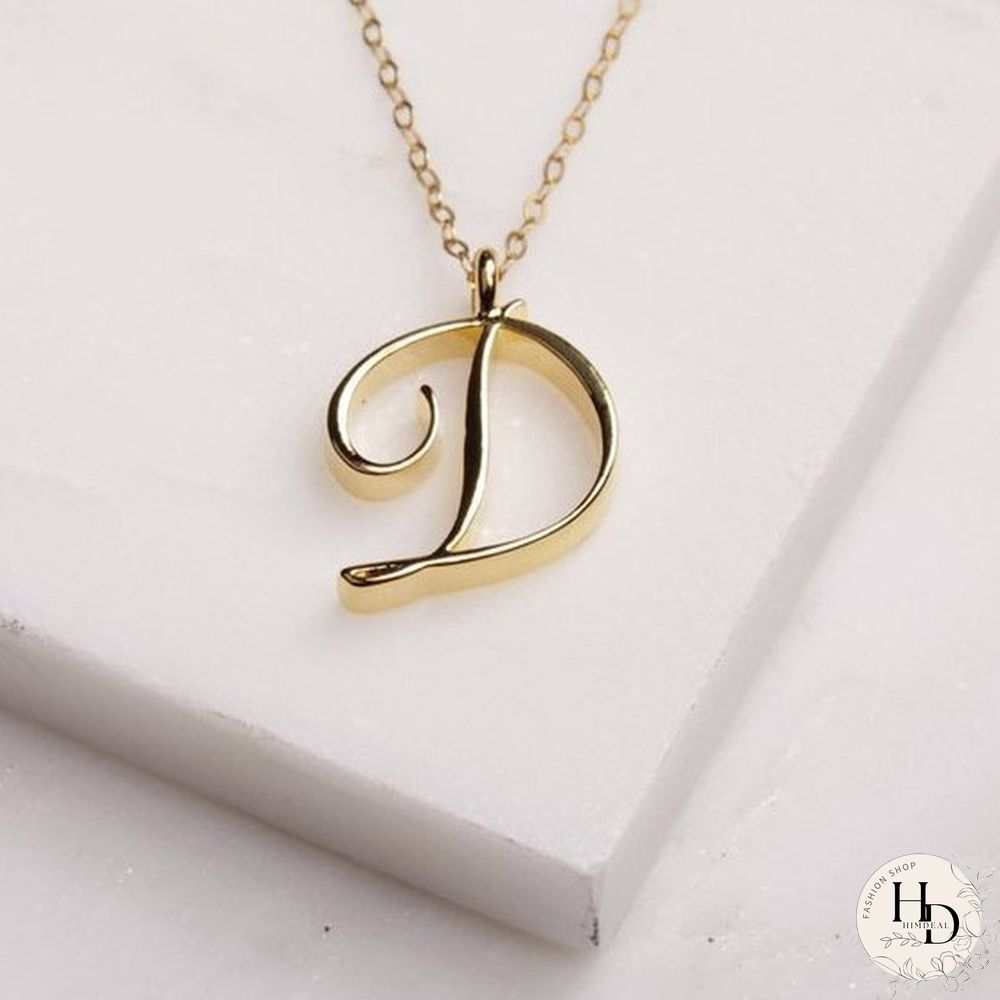 Letter Name Necklace Alphabet Initial Cursive Gold Silver Personalized Bridesmaid Gift