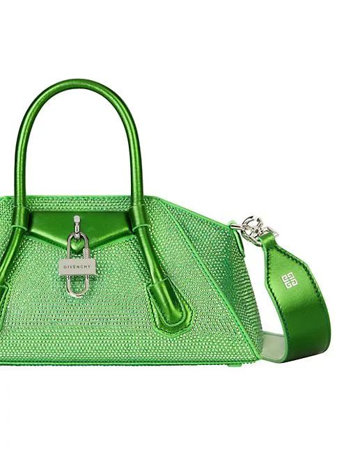Givenchy Mini Antigona Stretch Top Handle Bag In Satin With Strass