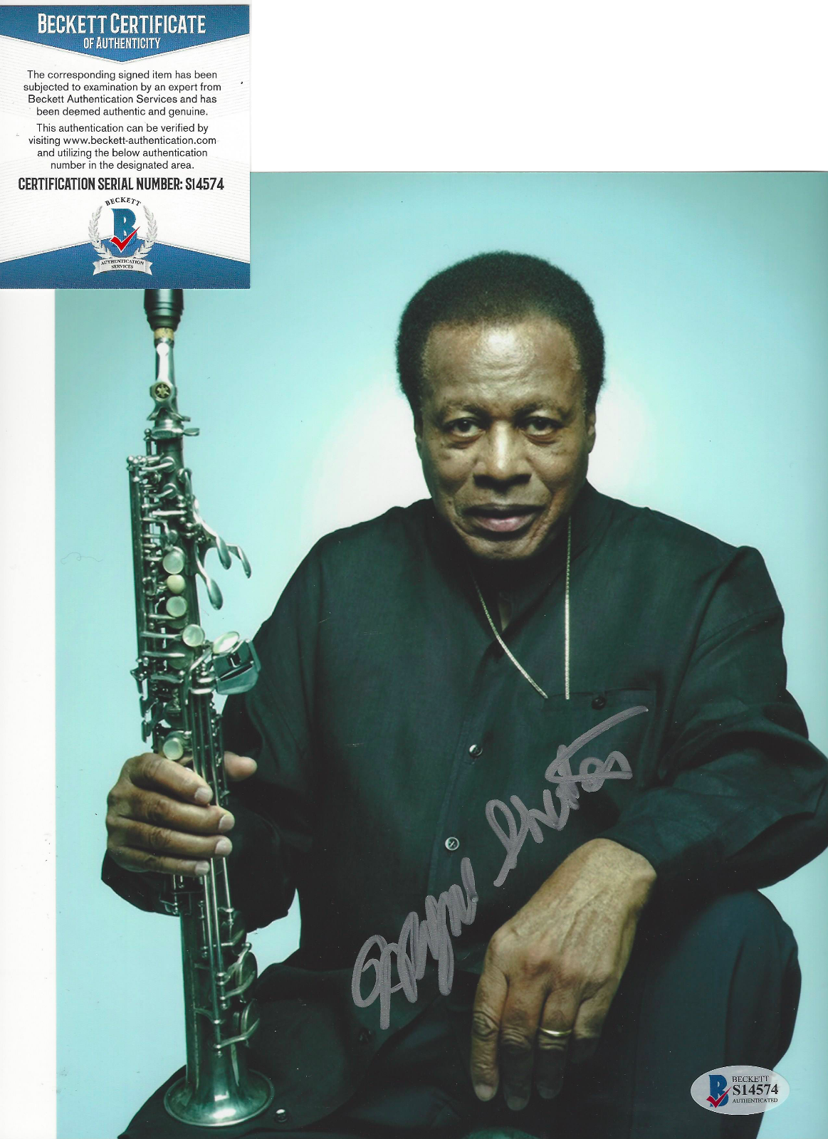 WAYNE SHORTER SIGNED AUTHENTIC 8X10 Photo Poster painting SAXOPHONE JAZZ LEGEND BECKETT BAS COA