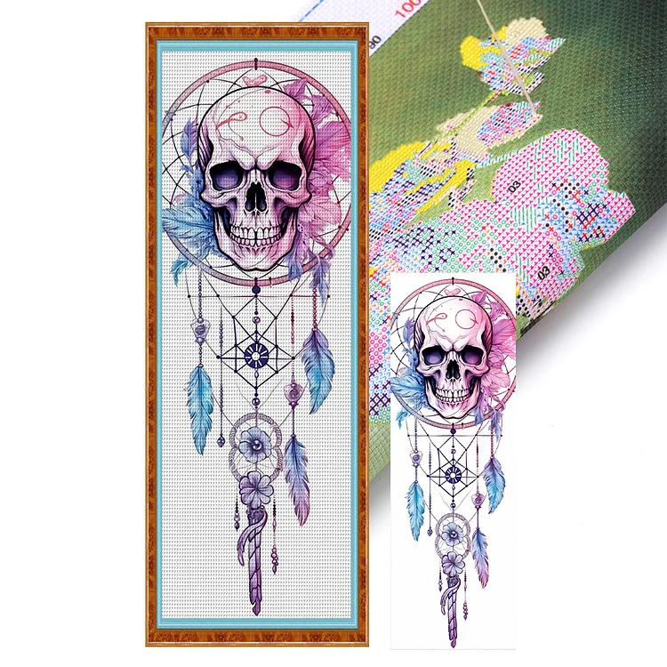 【Yishu Brand】Skull Dream Catcher 11CT Stamped Cross Stitch 30*90CM