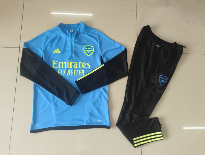 23/24 Arsenal Half-Pull Light Blue Training Suit Jersey Set Thai Quality