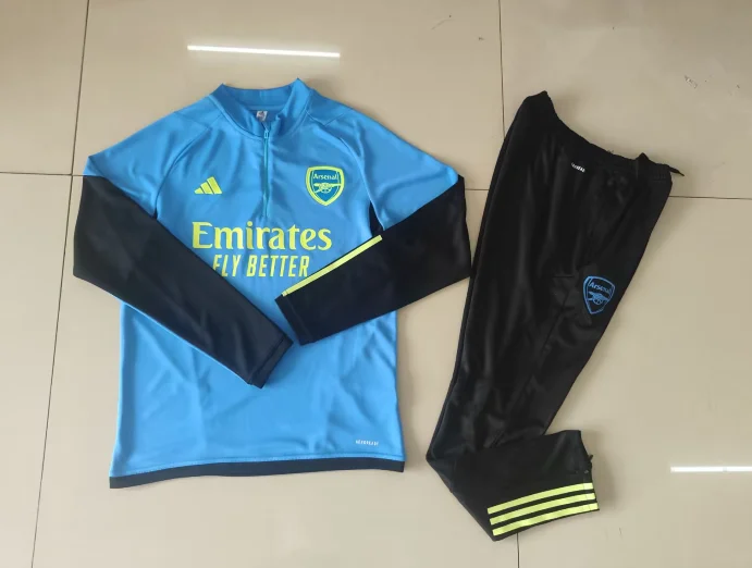23/24 Arsenal Half-Pull Light Blue Training Suit Jersey Set Thai Quality