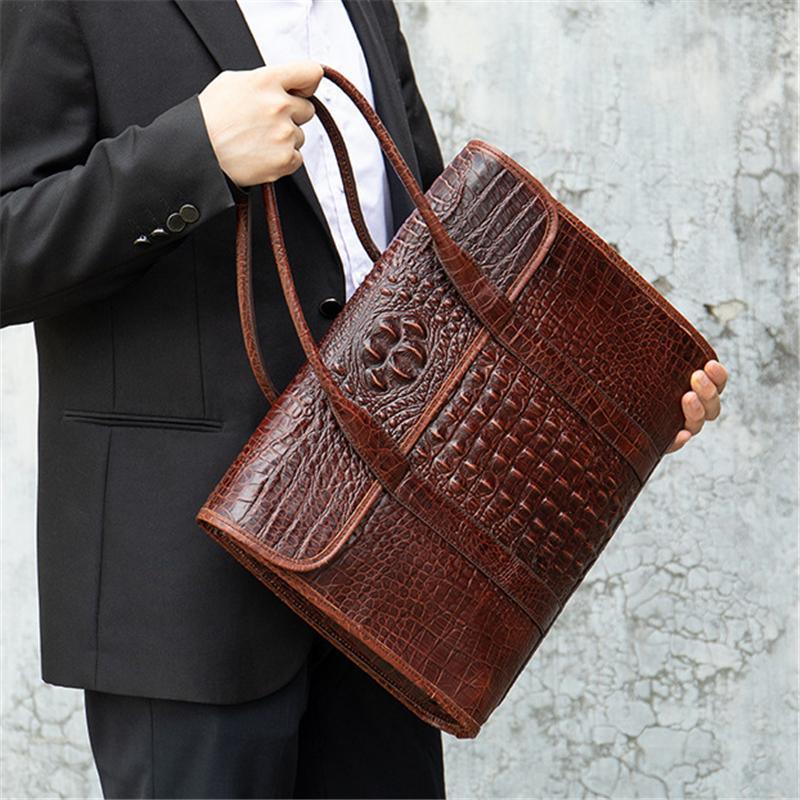 Casual Business Crocodile Leather Multipurpose Large Capacity Briefcase Handbag