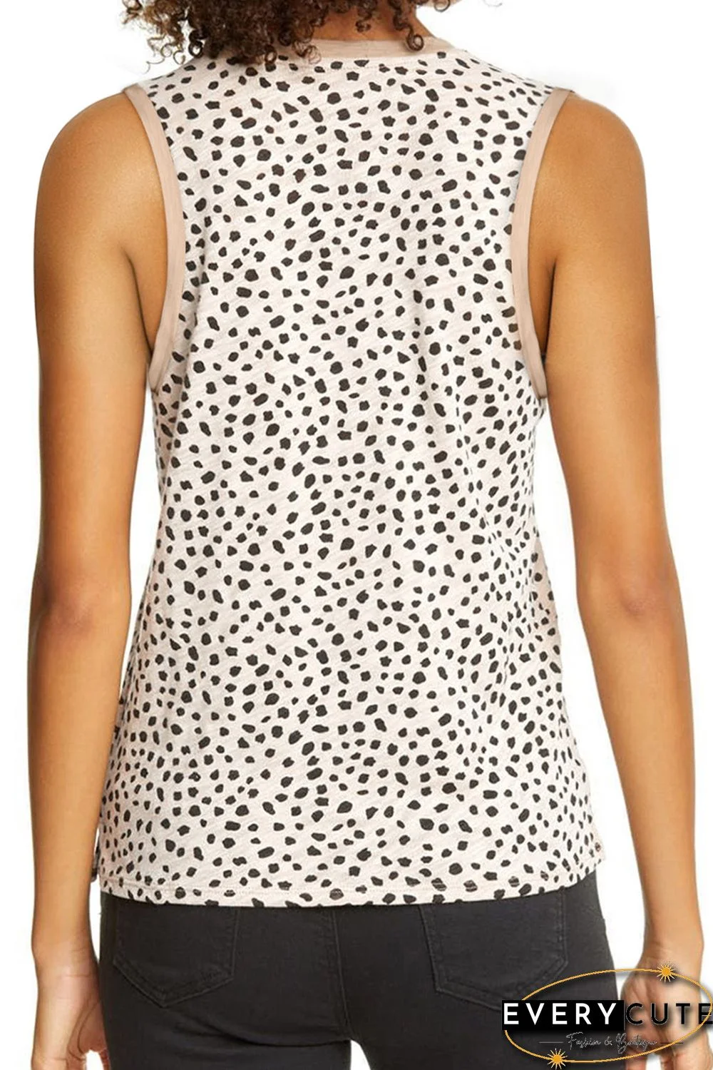 Leopard Print Round Neck Tank Top