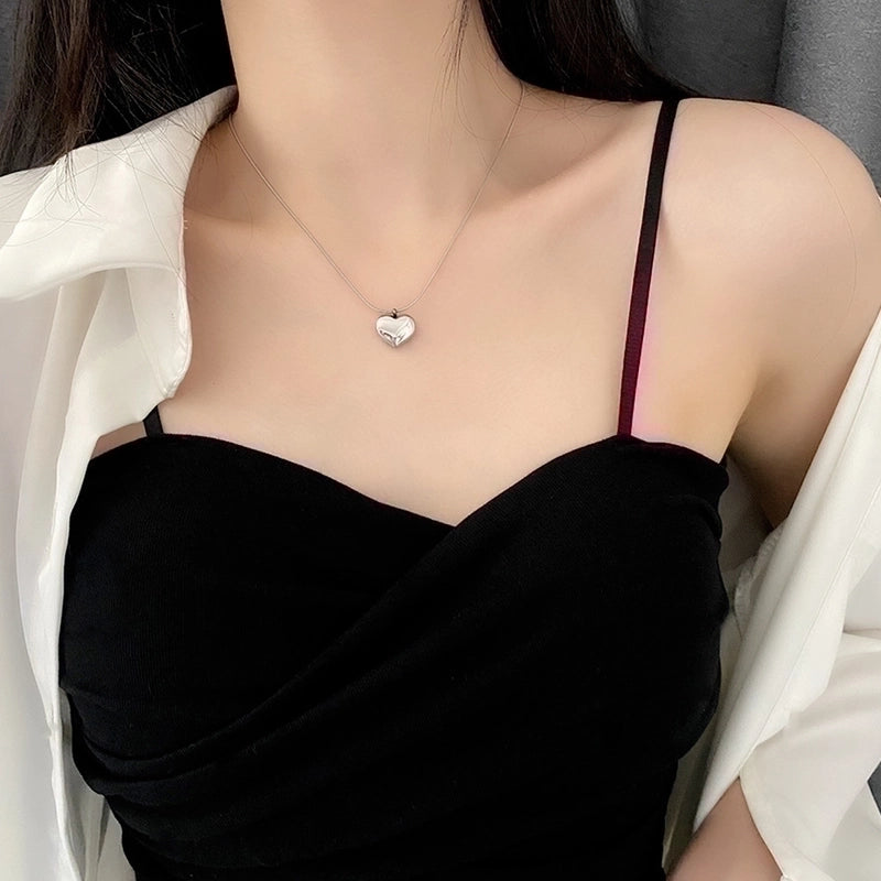 Stainless Steel Minimalist Heart Shape Pendant Necklace