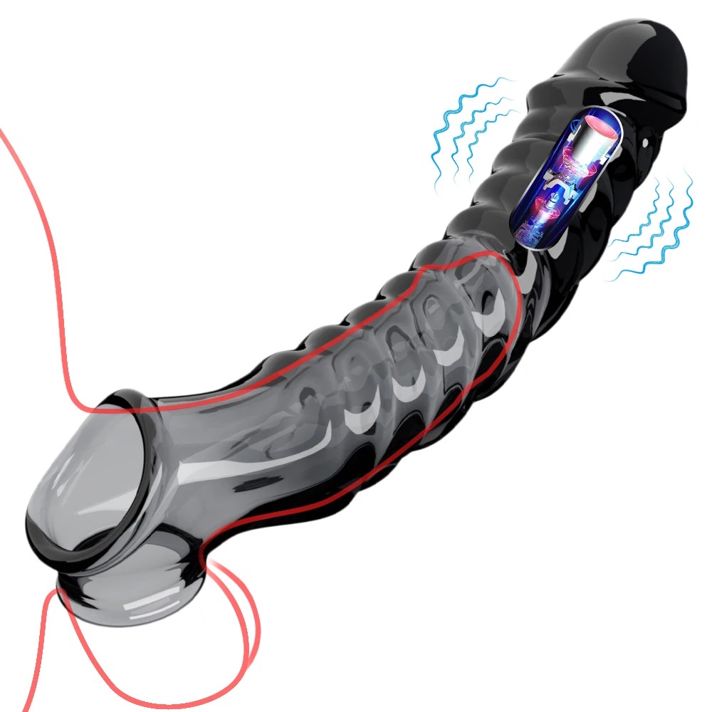 Penis Sleeve Extensions Condom Male Penis Sleeve Vibrators - Rose Toy
