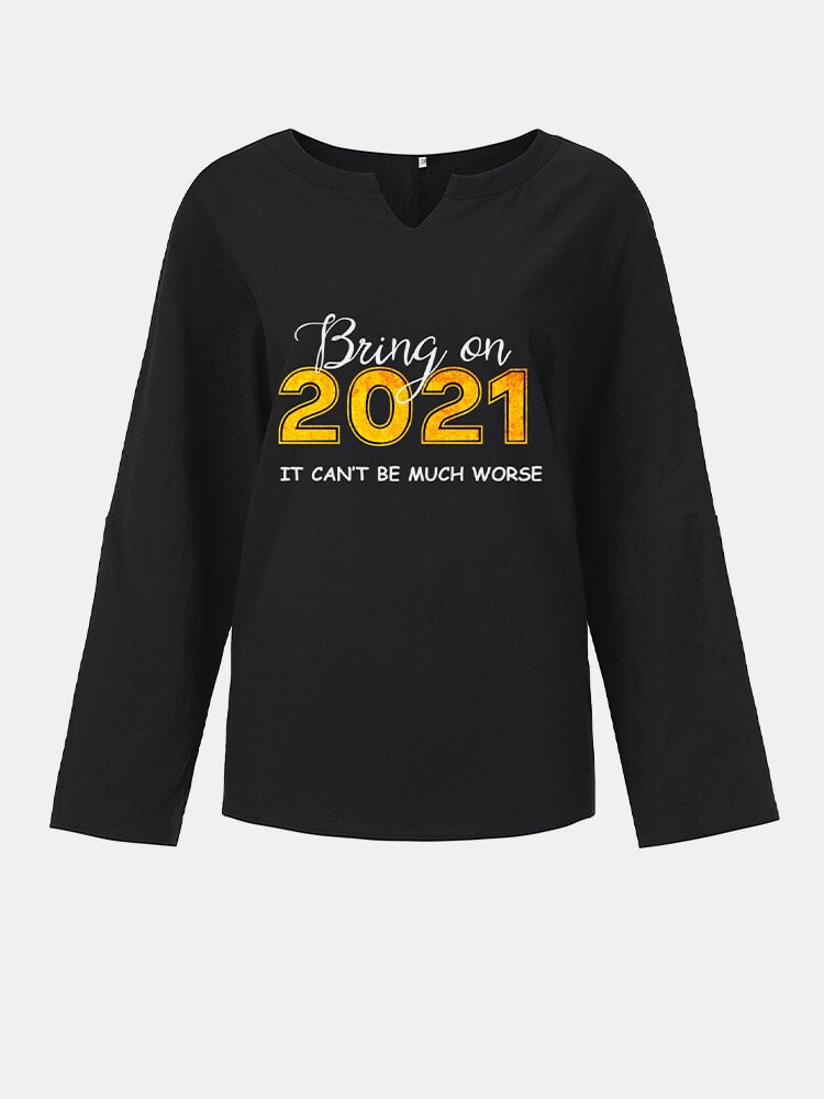 Letter Number Print Half Open Collar Long Sleeve Casual T shirt P1815072