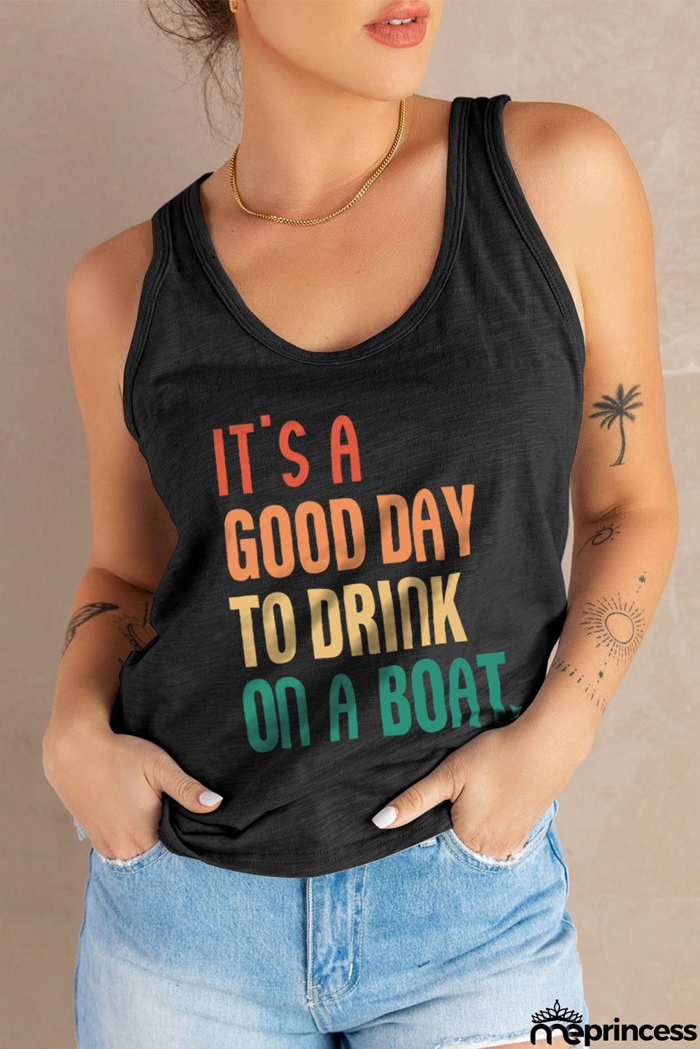 Slogan Graphic Scoop Neck Tank