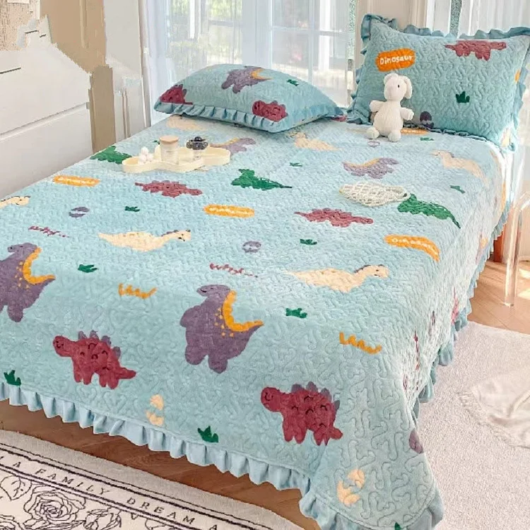 Quilted Dinosaur Thick 3 Pieces Bedding Set 