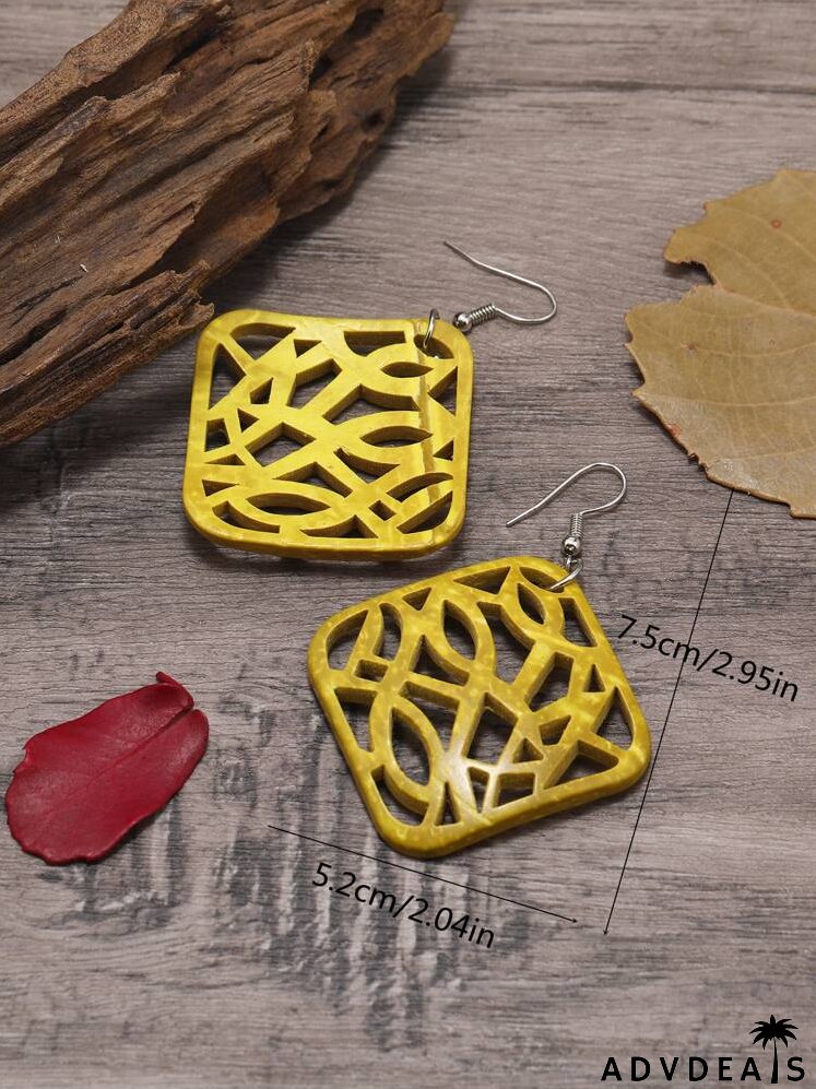 Hollow Out Square Drop Earrings