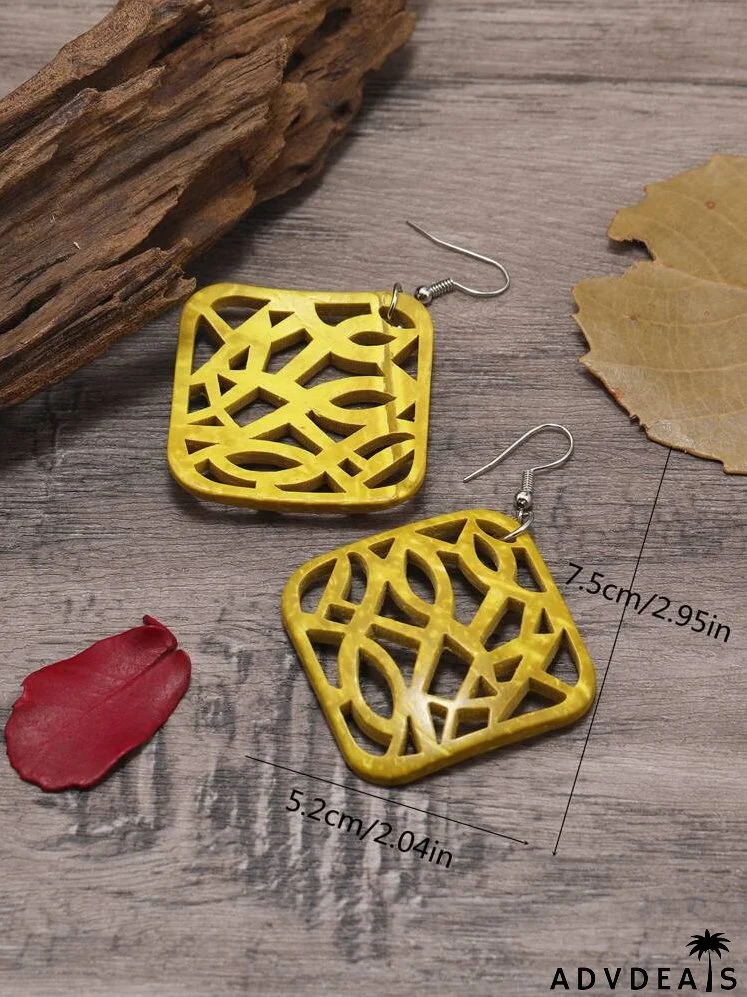 Hollow Out Square Drop Earrings