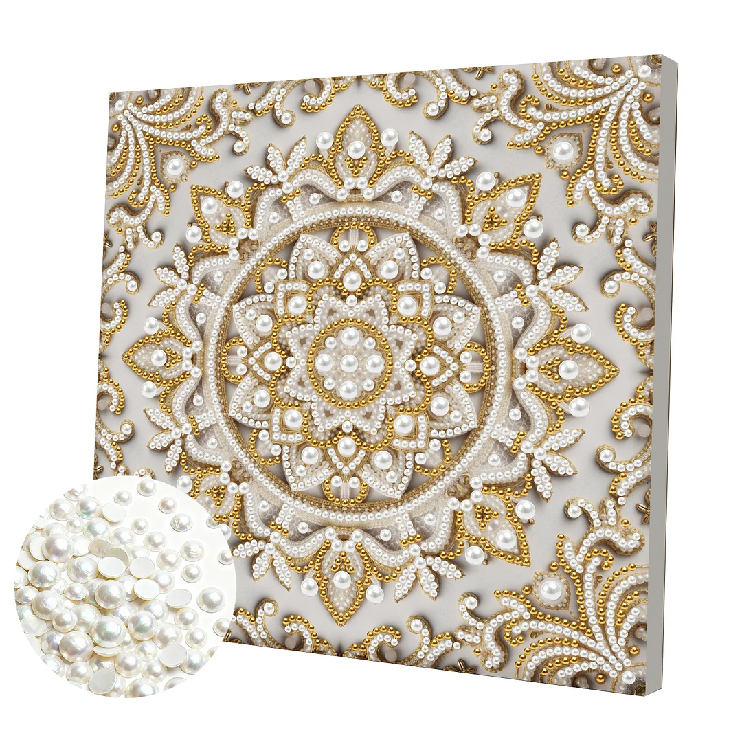 Round Mandala DIY Pearl Diamond Art Kit for Adults Home Decor 25x25cm With Frame