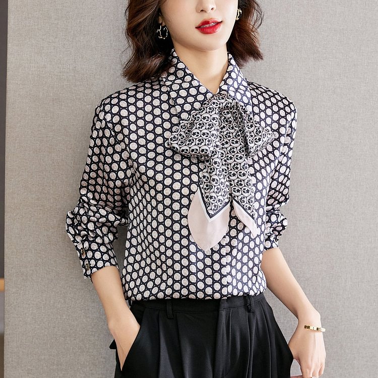 As Picture Long Sleeve Shift Printed Geometric Shirts & Tops