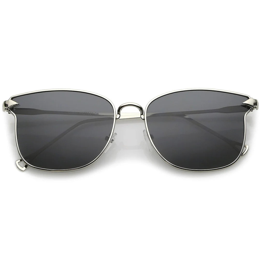 Modern Metal Square glasses With Flat Lenses And Slim Hook Arms 55mm