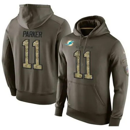 NFL Men's  Miami Dolphins #11 DeVante Parker Stitched Green Olive Salute To Service KO Performance Hoodie