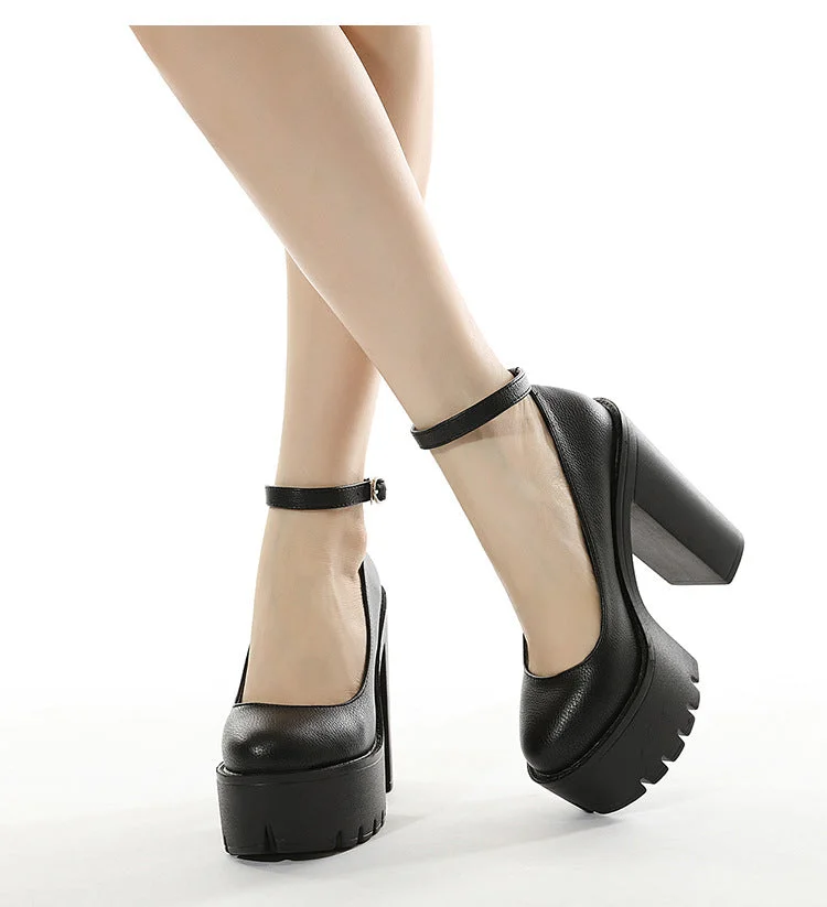  2022 New Spring And Autumn Leisure High Heels Sexy Stage Banquet Thick Heels Platform Black And White Size 35-42 Women's Shoes