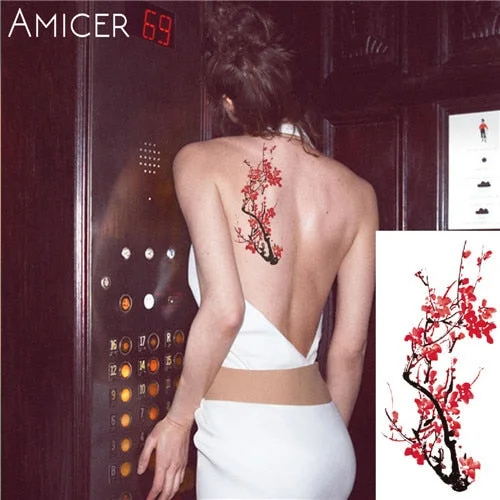 sexy romantic dark rose flowers Tattoo sleeve flash henna tattoos fake Waterproof temporary tattoos stickers translated tattoos