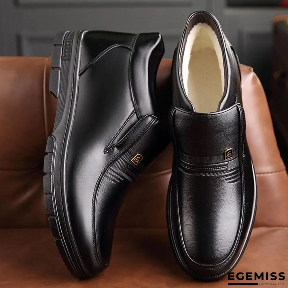 Man Winter Boots Quality Soft Leather Father Shoes Brands White Wool Inner Boots Man Snow Leather Boots | EGEMISS
