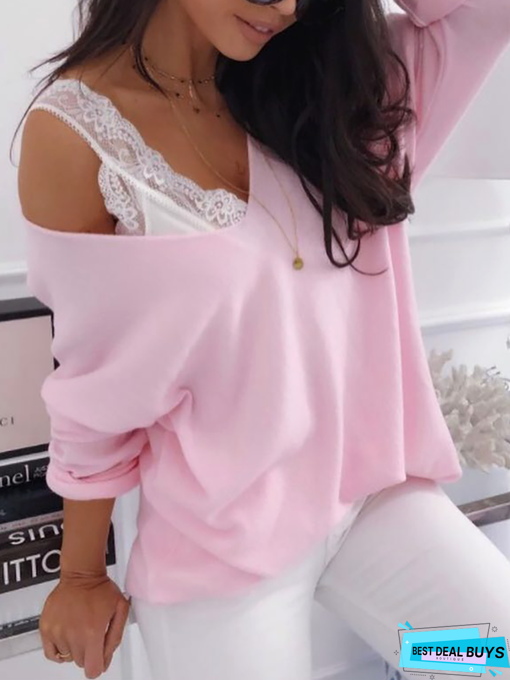 Plain Casual V-neck Sweater