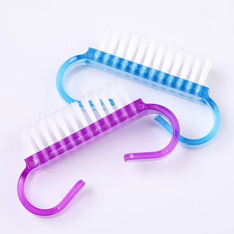 1PC UV Gel Drawing Brushing Nail Brush Cleaning Remove Dust Powder Plastic Cleaner Nail Art Manicures Care Tool Random Color