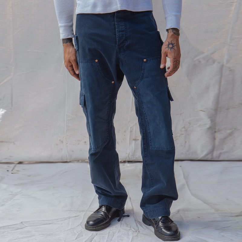 Men's Navy Batik Double Layer Cargo Pants