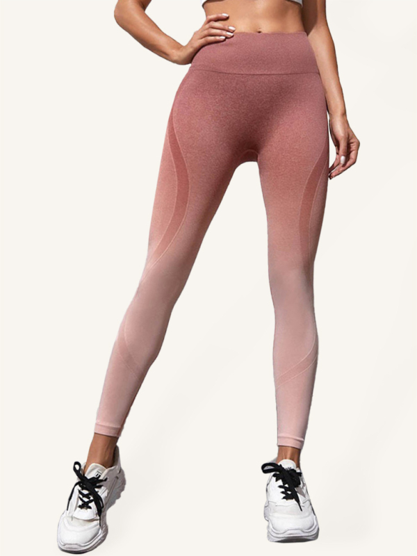 Mature Women's Seamless High Waist Gradient Color Leggings Sports Yoga Pants