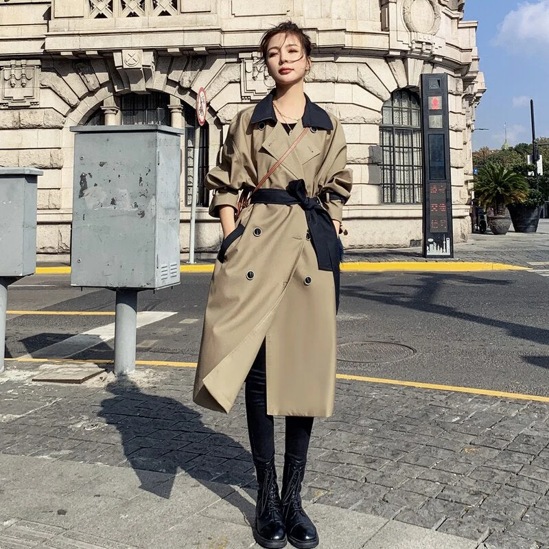 Brand New Women Trench Coat Double-Breasted Long Waterproof Windproof Spring Fall Windbreaker for Lady Duster Coat  Female Cloak