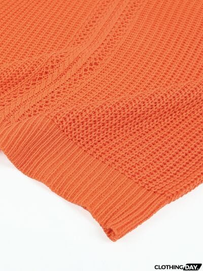 Openwork Off-Shoulder Long Sleeve Sweater