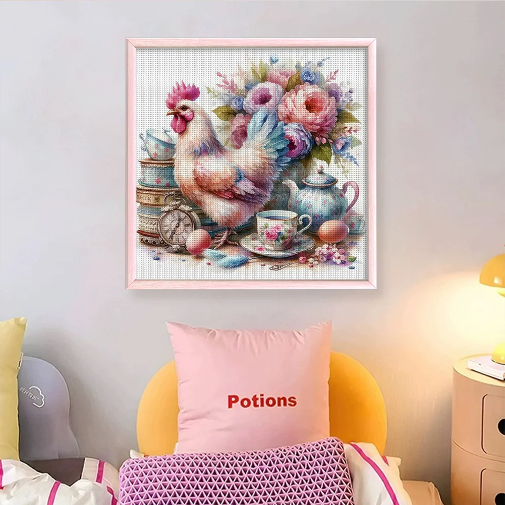 14CT Full Stamped Cross Stitch - Cock(Canvas|40*40CM)