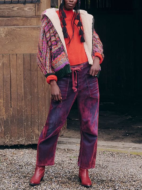Distressed minimalist vintage workwear women's pants