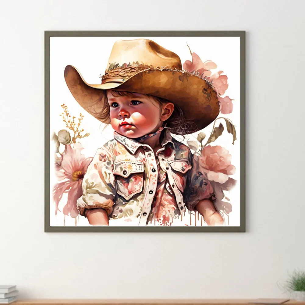 Diamond Painting - Full Round Drill - Western Cowboy Kid(Canvas|30*30cm)