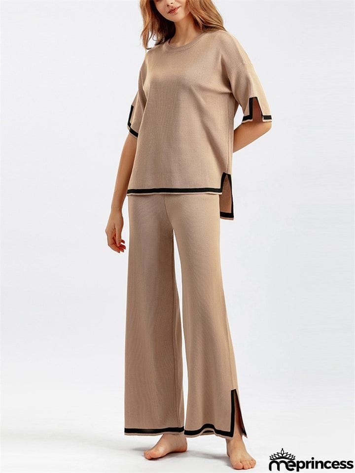 Women's Comfortable Temperament Knitted 2-piece Loungewear Sets