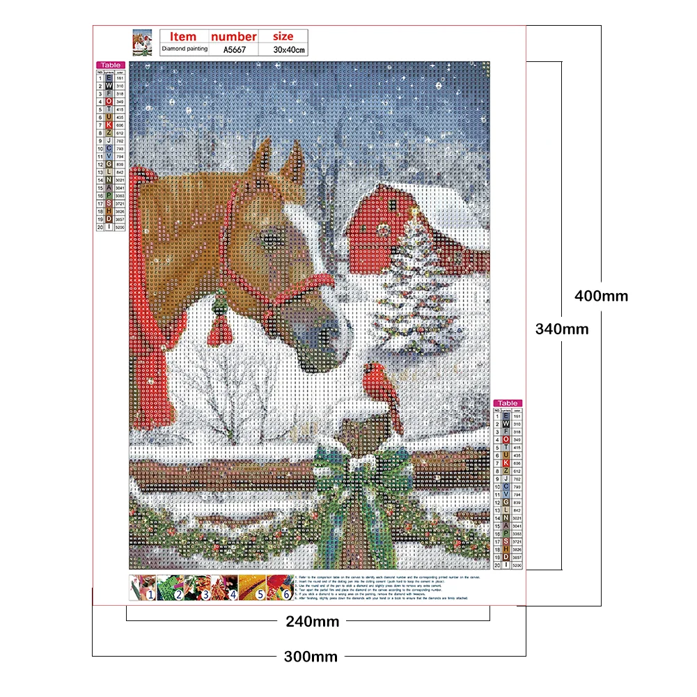 Diamond Painting - Full Round Drill - Christmas Horse(30*40cm)