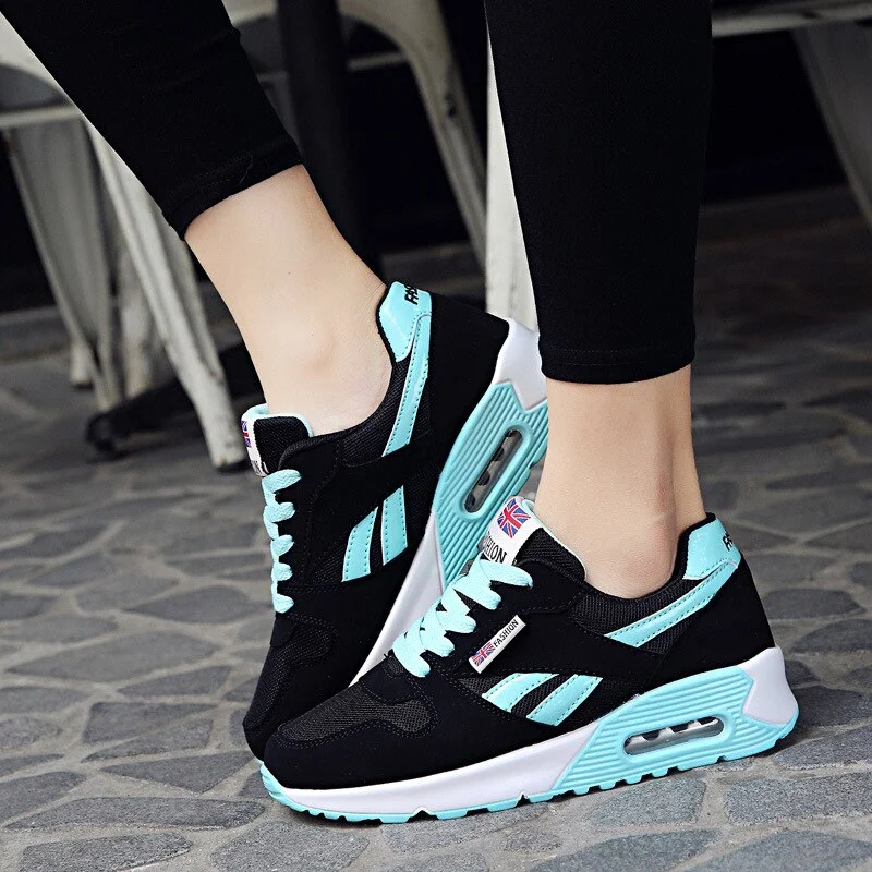 2021 Women Air Cushion Sports Shoes Outdoor Running Lace Up Ladies Shoes Women Sneakers Tenis Casual Flats Breathable Sneakers