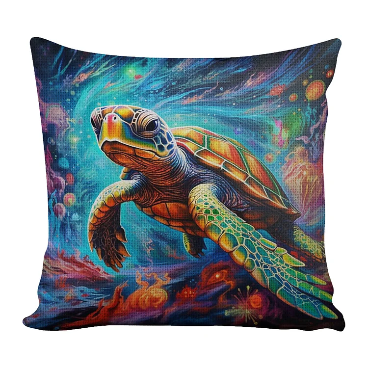 11CT Cotton Planet Turtle Cross Stitch Handicraft Embroidery Pillowcase 45x45cm gbfke