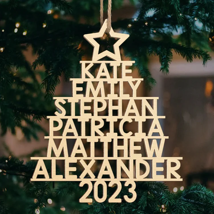 Our Family 2023 Custom Family Name Wooden Ornament