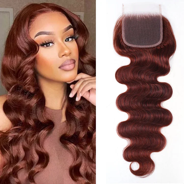 Brown Trendy Color 4x4 Lace Closure Free Part Body Wave Human Hair