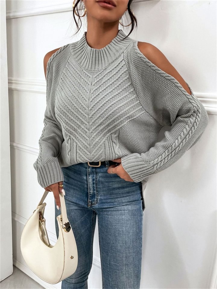 Loose Off-The-Shoulder Solid Color Casual Sweater